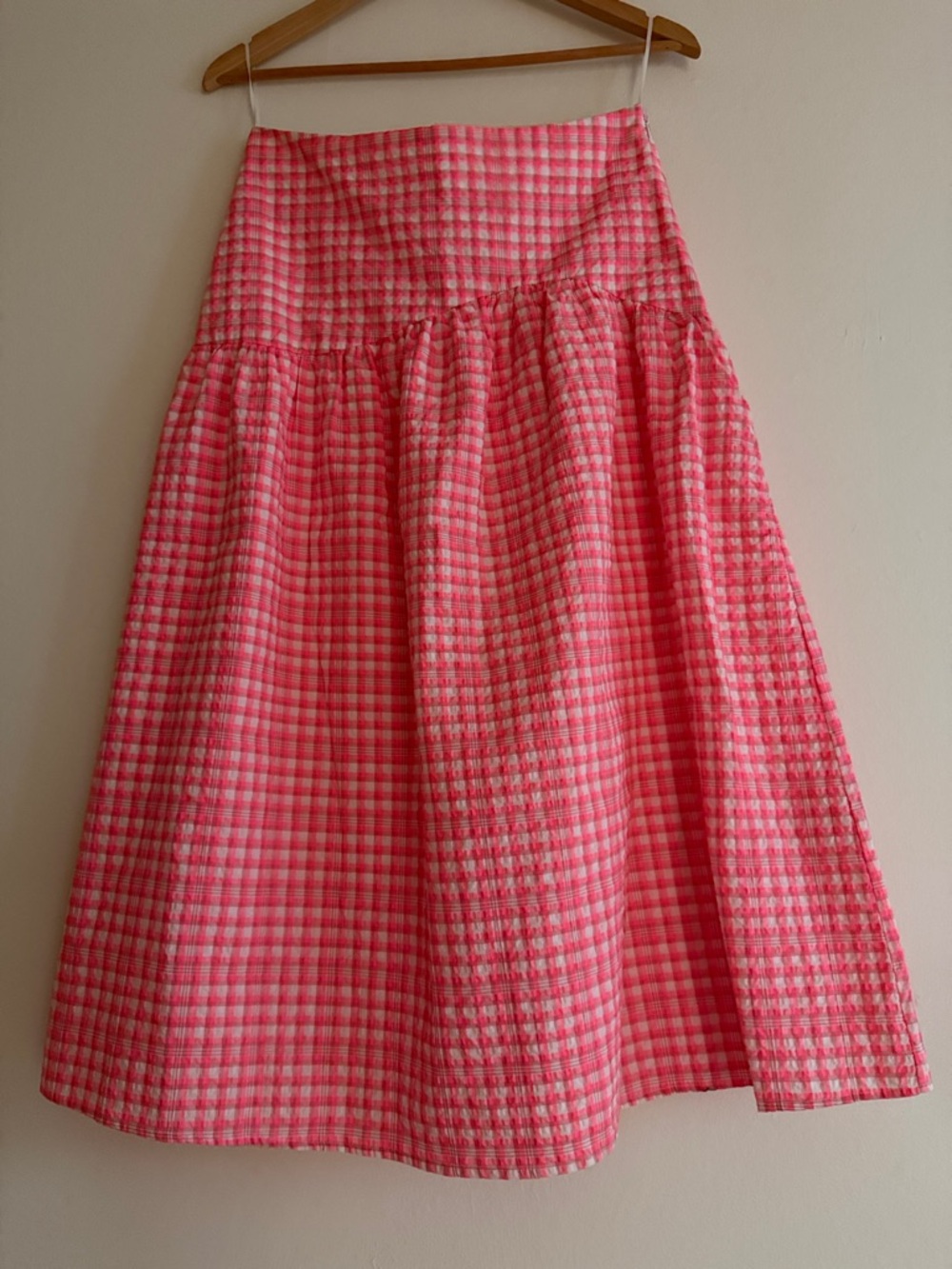 Topshop gingham midi skirt lined